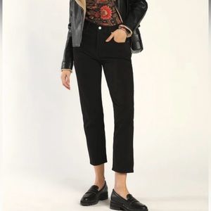 Levi’s 501 Straight Crop High Rise Black Sprout Jeans